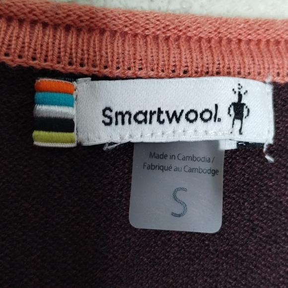 Smartwool Women Shadow Pine Colorblock Sweater Ginger Masala Women's Size Small - Picture 3 of 6